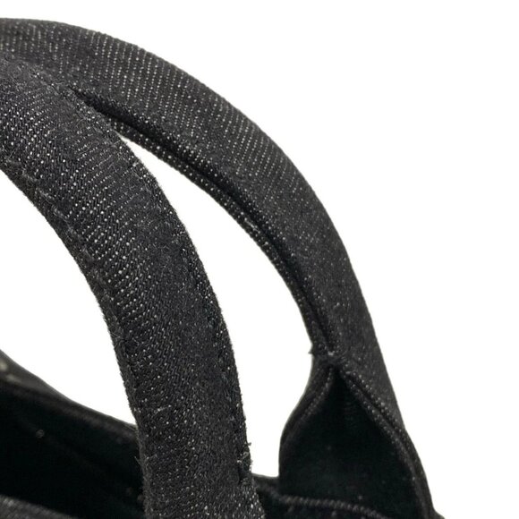 Auth PRADA Canapa BN2439 Black Denim Tote Bag - Picture 9 of 15